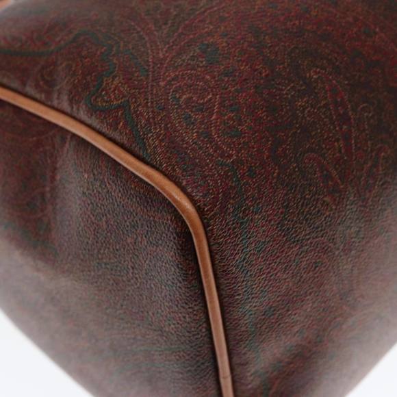 ETRO Paisley Boston Bag PVC Leather Brown Auth yk13070 - Picture 16 of 16